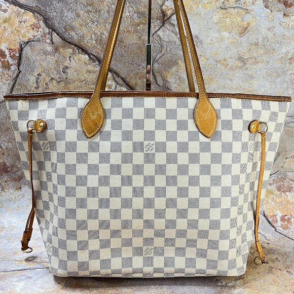 Louis Vuitton Handbags - Louis Vuitton Neverfull MM Shoulder Bag Damier Azur Tote Bag w/ Dust Bag